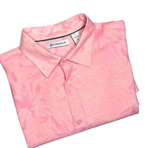 ~ Cubavera Men's Short Sleeve Pink floral Shirt Size L